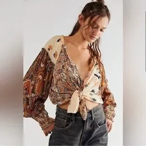 フリーピープル Free People Gemini Blouse レディース シャツ トップス Sand Combo Free People Gemini Blouse in Vintage Combo | REVOLVE